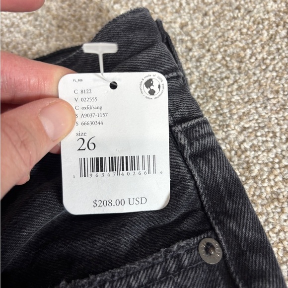 NWT! AGOLDE Free People Criss Cross Straight Jeans in Shambles 26 Black Acid - Picture 10 of 13